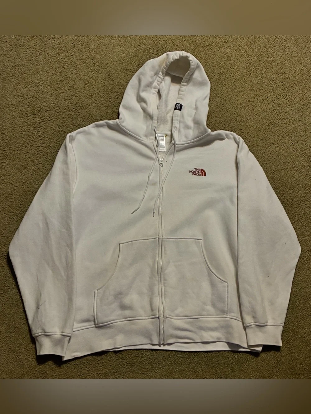 Men’s The North Face White Full-Zip Hoodie Sweatshirt Size XL